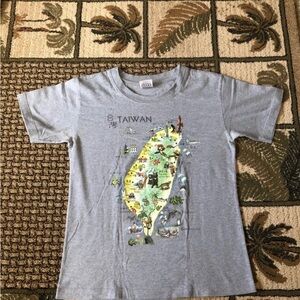 Gray Kids T-Shirt with Taiwan Map Design
